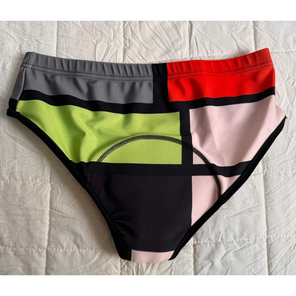 Baleaf Padded Cycling Underwear XL Geometric Colorblock Bike Liner Brief